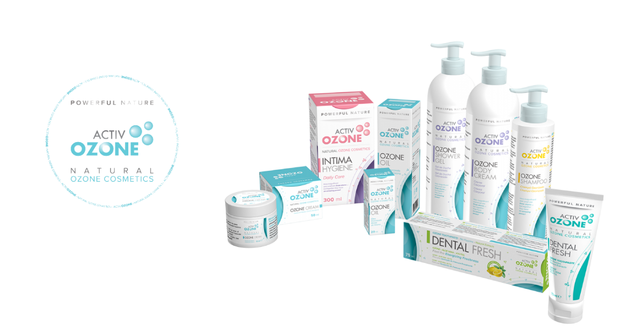 ACTIVOZONE – natural ozone cosmetics for face, body, hair and intimate hygiene. Creams, ozonated oil, shampoo, shower gel and toothpaste.