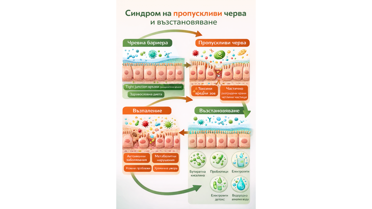 Синдром на пропускливи черва – причини, симптоми и подходи за възстановяване на чревната бариера